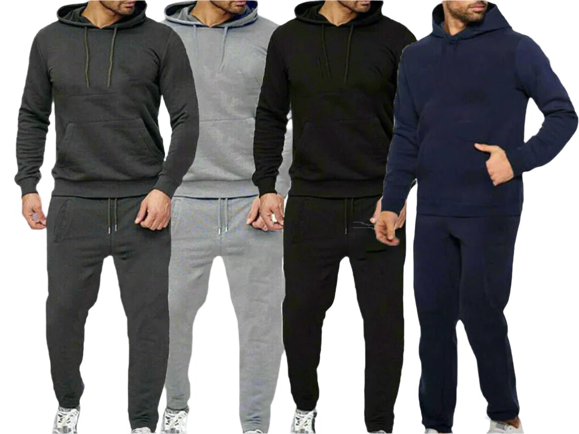 New Mens Pullover Tracksuit Hoodie Jogging Bottoms Set Stretch Sweater Jogger