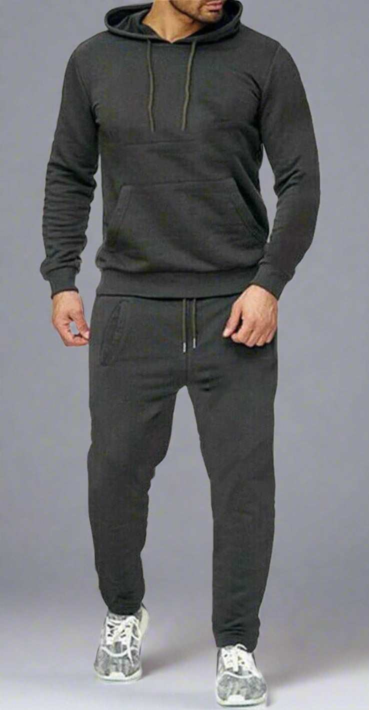 New Mens Pullover Tracksuit Hoodie Jogging Bottoms Set Stretch Sweater Jogger