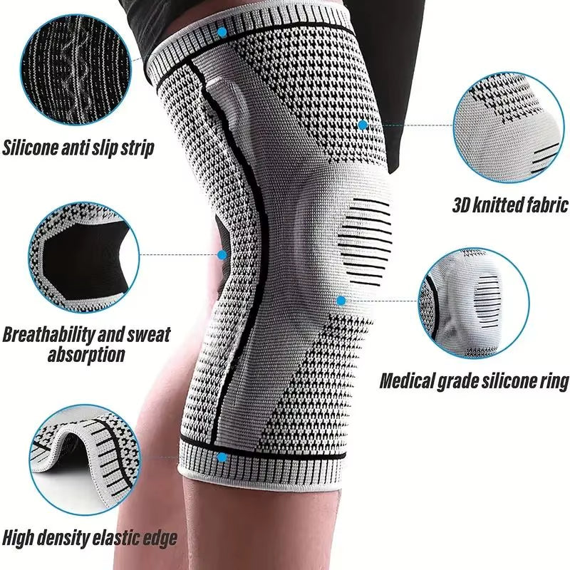 Non-Slip Knee Support Brace with Patella Gel Pad Stabilizers Comfort-Fit Compression Sleeve for Arthritis, Sports