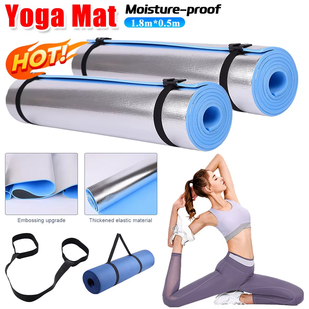 Waterproof Yoga Mat Moisture-Proof Yoga Mat Thickened Aluminum Membrane Exercise Mat Portable Multifunction for Gym Workout