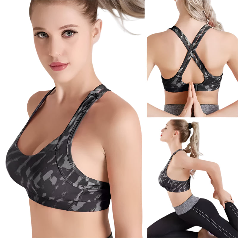 Sexy Sports Bra Top for Fitness Women Push up Cross Straps Running Gym Femme Wear Padded Underwear Crop Tops Female