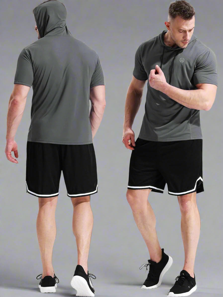 Dry Fit Workout Athletic Muscle Tank Top Running Shirts with Hoods