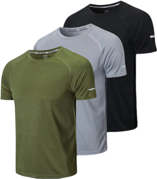 Men'S 3 Pack Workout Shirts Quick Dry Moisture Wicking Short Sleeve Mesh Athletic T-Shirts